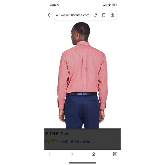 Devon & Jones Men’s Medium Red Gingham Dress Shirt Long Sleeve - Picture 2 of 6